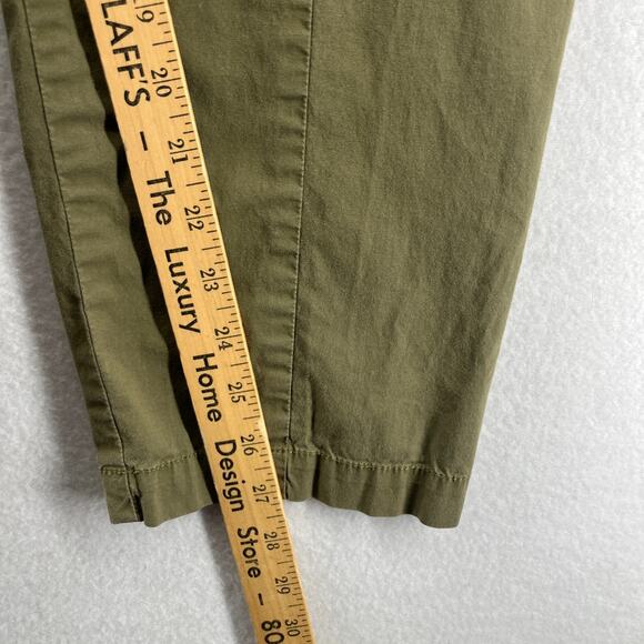 EILEEN FISHER Pants M Stretch Organic Cotton Canvas Tapered Drawstring Green - Picture 12 of 14